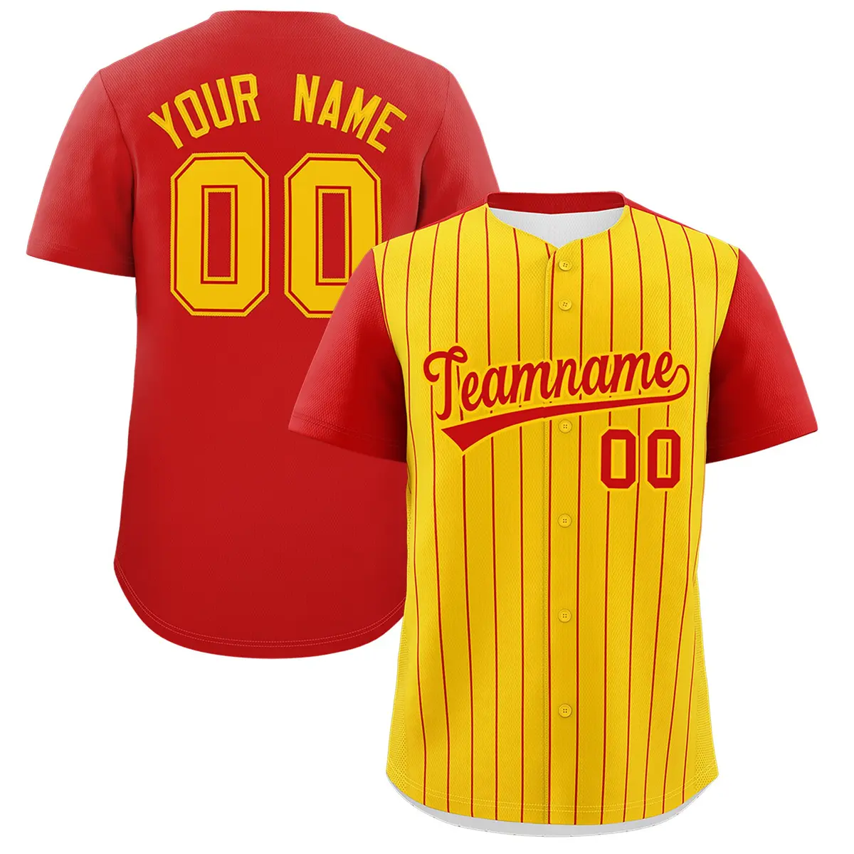 Gold Red Pinstripe Two-Tone Authentic Baseball Jersey