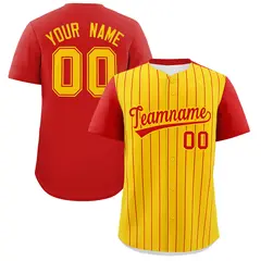 Gold Red Pinstripe Two-Tone Authentic Baseball Jersey 1