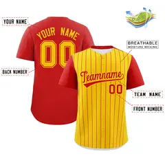 Gold Red Pinstripe Two-Tone Authentic Baseball Jersey 2