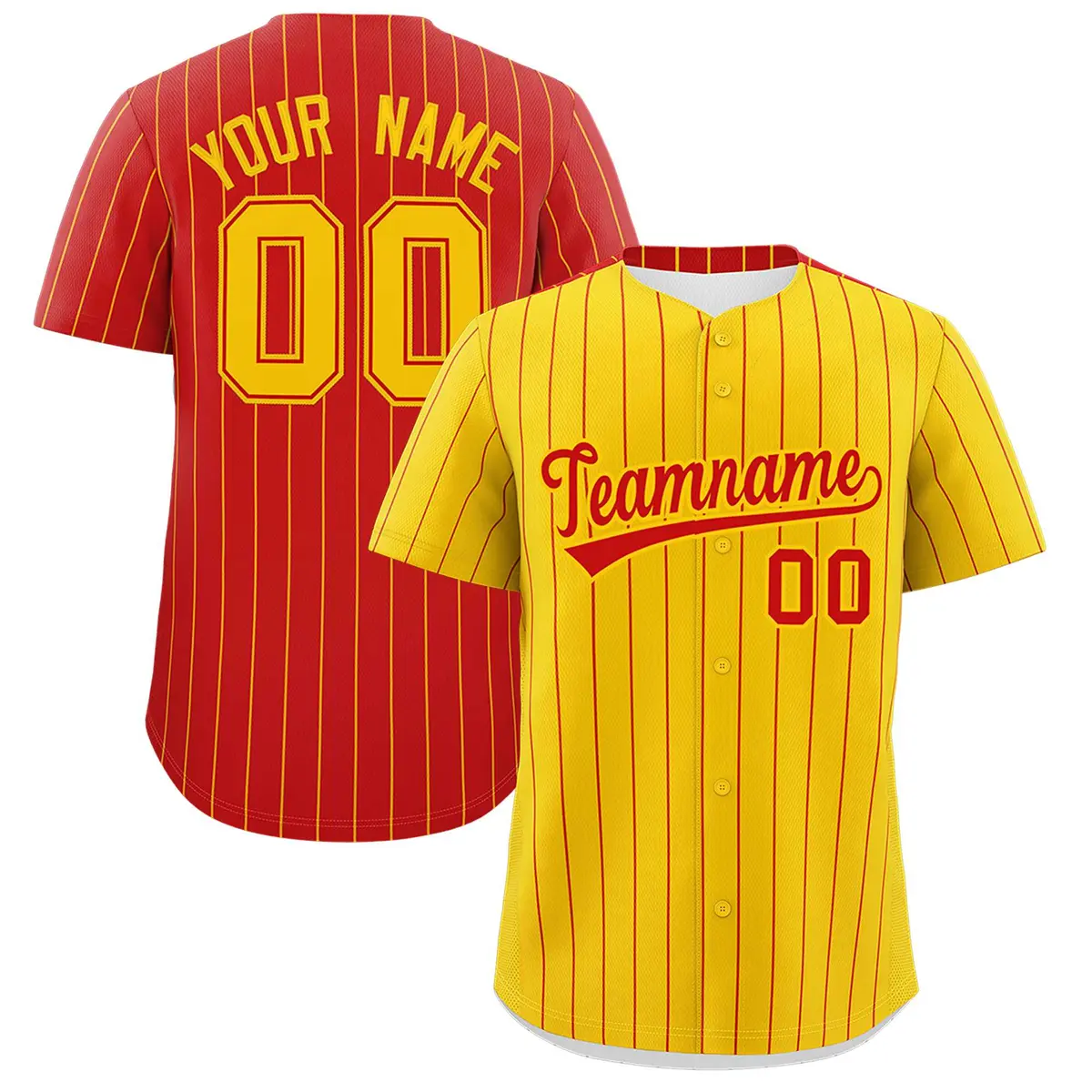 Gold Red Pinstripe Two-Tone Authentic Baseball Jersey