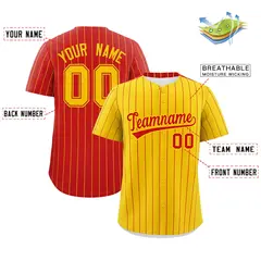 Gold Red Pinstripe Two-Tone Authentic Baseball Jersey 2