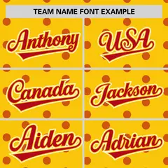 Gold Red Polka Dot Graffiti Authentic Baseball Jersey 3