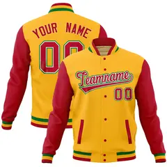 Gold Red Raglan Full-Snap Varsity Letterman Jacket 1