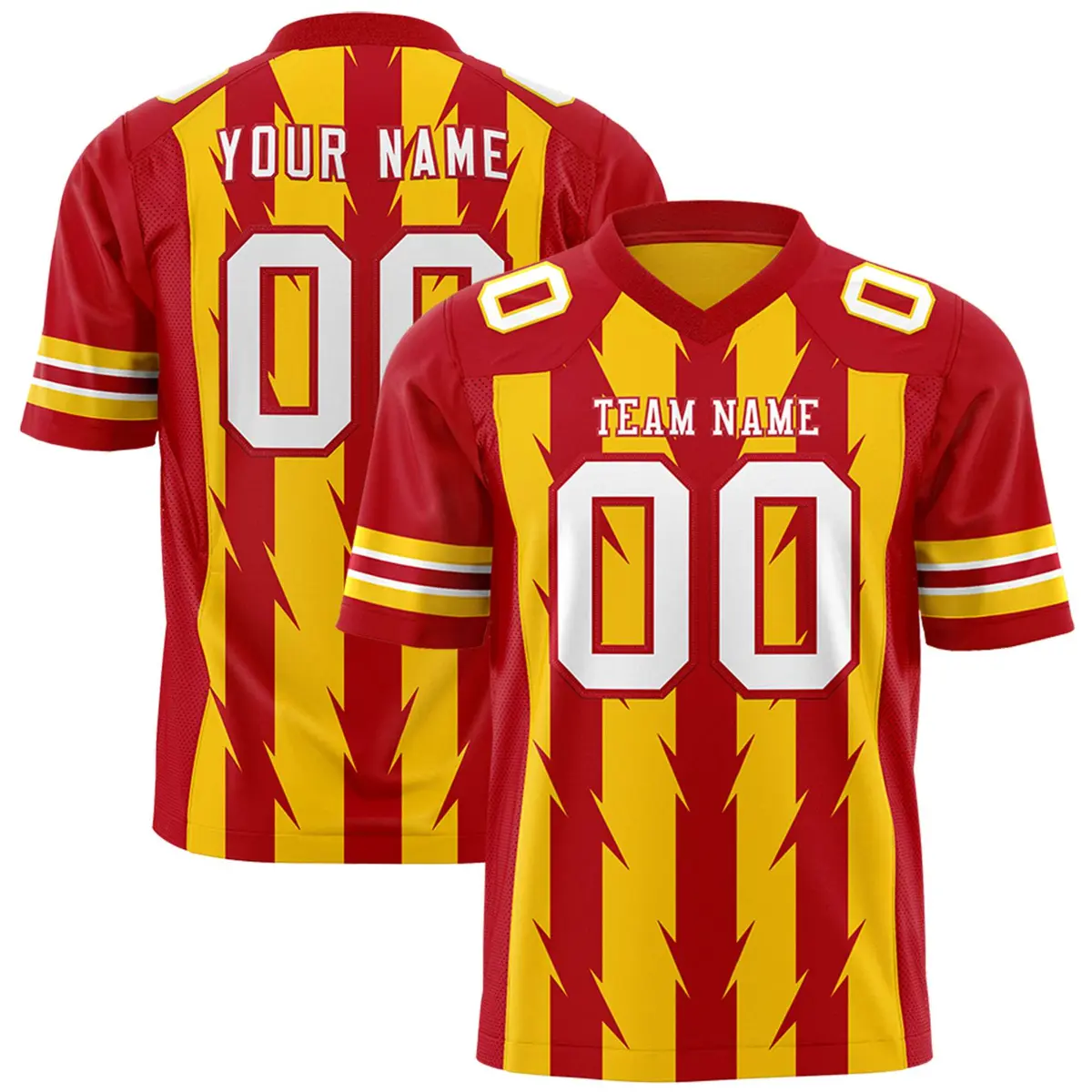 Gold Red Razr Stripe Graffiti Pattern Flag Football Jersey