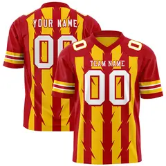 Gold Red Razr Stripe Graffiti Pattern Flag Football Jersey 1