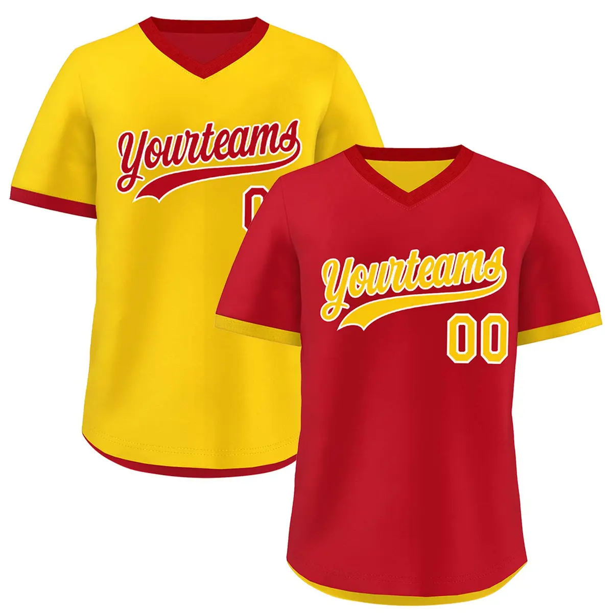 Gold Red Reversible Pullover Baseball Jersey