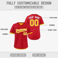 Gold Red Reversible Pullover Baseball Jersey 3