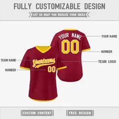 Gold Red Reversible Pullover Baseball Jersey 3