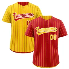 Gold Red Reversible Stripe Baseball Jersey