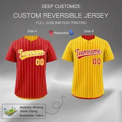 Gold Red Reversible Stripe Baseball Jersey 2