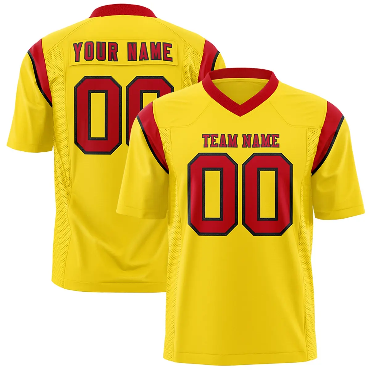 Gold Red Shoulder Cut Two-Tone Flag Football Jersey