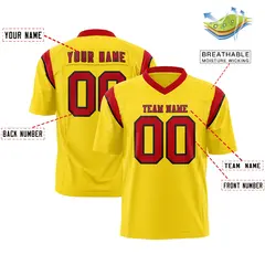 Gold Red Shoulder Cut Two-Tone Flag Football Jersey 2