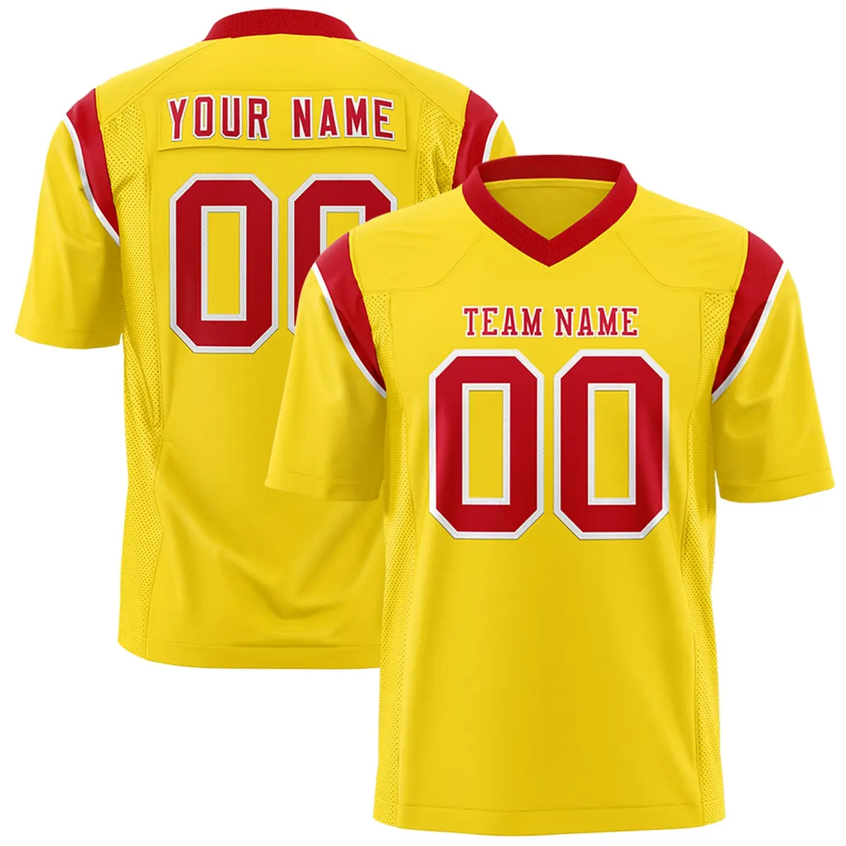 Gold Red Shoulder Cut Two-Tone Flag Football Jersey