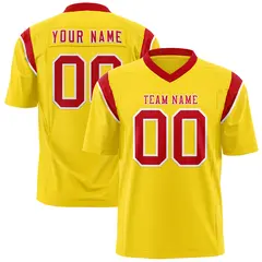 Gold Red Shoulder Cut Two-Tone Flag Football Jersey 1