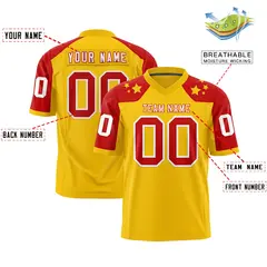 Gold Red Shoulder Star Pattern Flag Football Jersey 2