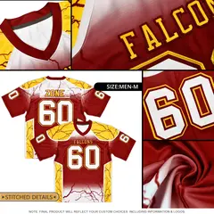 Gold Red Shoulder Star Pattern Flag Football Jersey 5