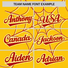 Gold Red Spider Web Raglan Sleeves Authentic Baseball Jersey 3