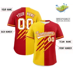 Gold Red Split Tiger Claw Scratch Baseball Jersey 2