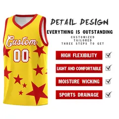 Gold Red Star Graffiti Basketball Jersey Sets 2