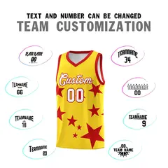 Gold Red Star Graffiti Basketball Jersey Sets 4