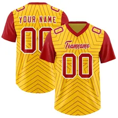 Gold Red Star Pattern Raglan Sleeves Football Jersey 1