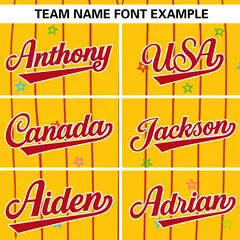 Gold Red Star Pattern Stripe Authentic Baseball Jersey 3