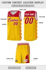 Gold Red Star Pattern Team Basketball Jersey 5