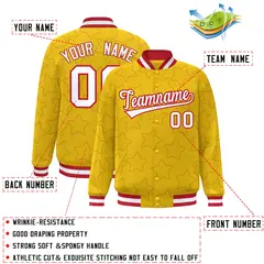 Gold Red Star Pattern Varsity Letterman Baseball Jacket 2