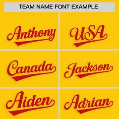 Gold Red Star Ribbing Authentic Baseball Jersey 3