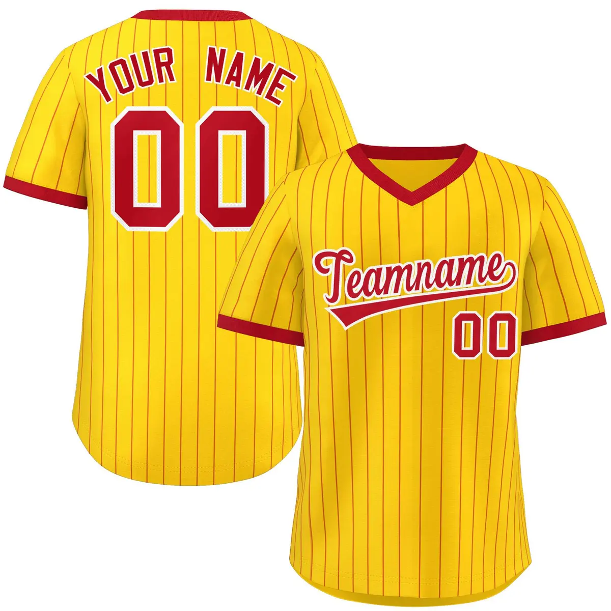Gold Red Stripe Authentic Pullover Baseball Jersey