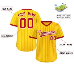 Gold Red Stripe Authentic Pullover Baseball Jersey 2