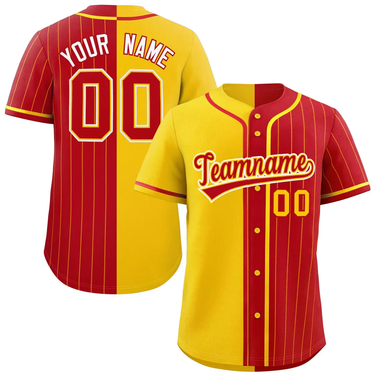 Gold Red Stripe-Solid Combo Authentic Baseball Jersey