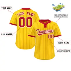 Gold Red Stripe Two-Button Softball Jersey 2
