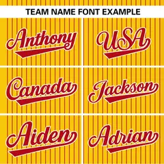 Gold Red Stripe Two-Button Softball Jersey 4