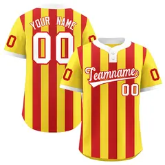 Gold Red Stripe Two-Button Softball Jersey 1
