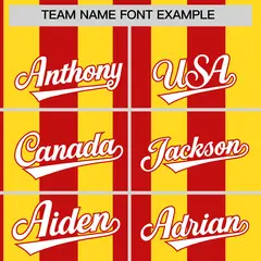 Gold Red Stripe Two-Button Softball Jersey 3