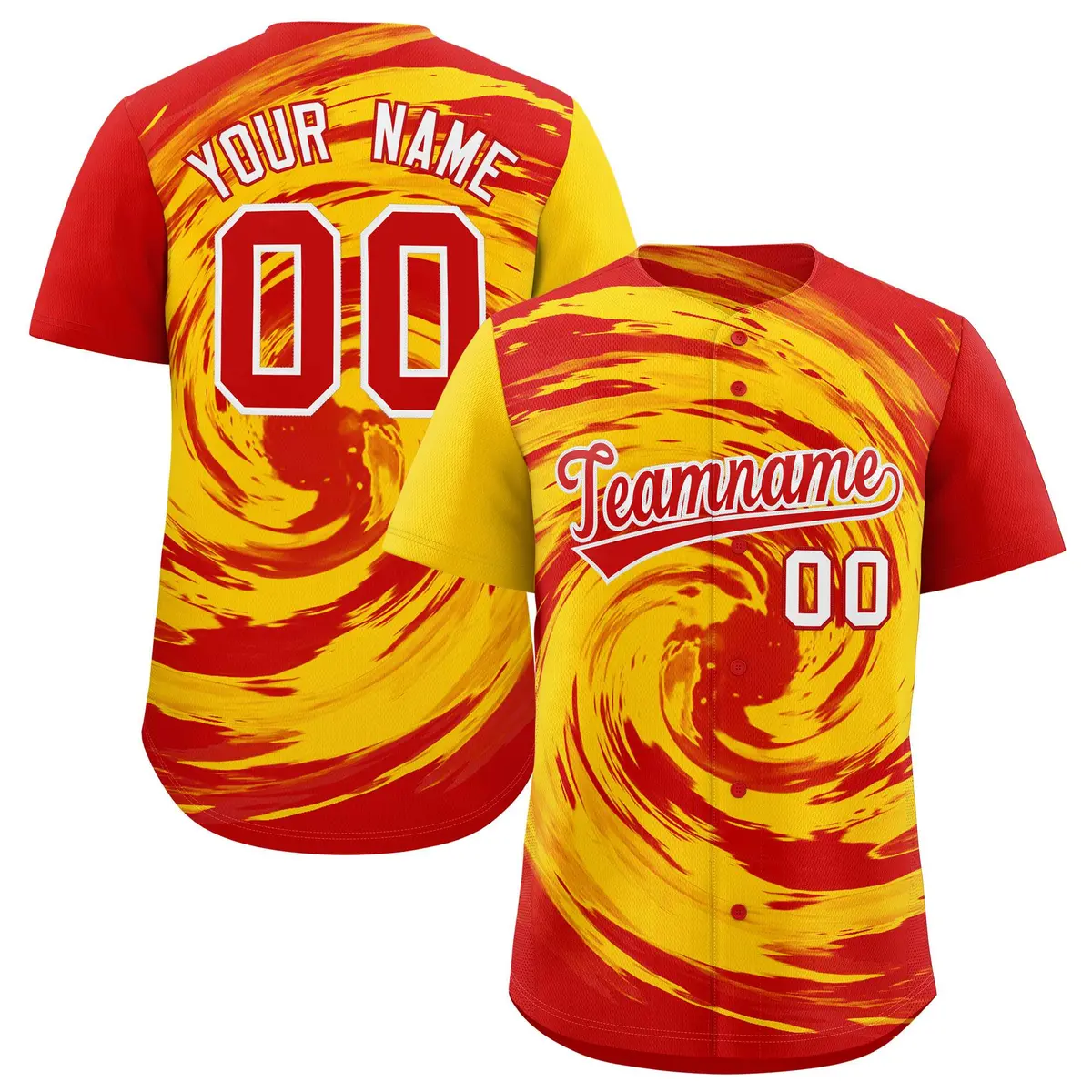 Gold Red Swirl Graffiti Pattern Authentic Baseball Jersey