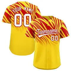 Gold Red Tiger Stripe Gradient Animal Print Baseball Jersey 1