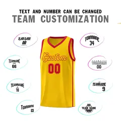 Gold Red Two Bars Basketball Uniform Jersey 4
