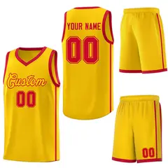 Gold Red Two Bars Basketball Uniform Jersey 6