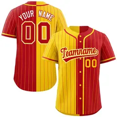 Gold Red Two Tone Striped Authentic Baseball Jersey 1