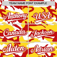Gold Red White Camo Gradient Fashion Baseball Jersey 3