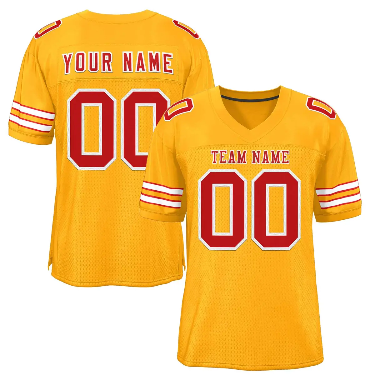 Gold Red-White Classic Style Authentic Football Jersey
