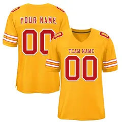 Gold Red-White Classic Style Authentic Football Jersey 1