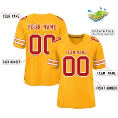 Gold Red-White Classic Style Authentic Football Jersey 2