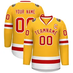 Gold Red-White Classic Style Hockey Jersey 1