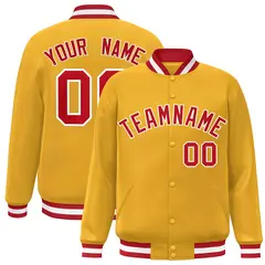 Gold Red-White Classic Varsity Full-Snap Letterman Jacket 1