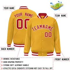 Gold Red-White Classic Varsity Full-Snap Letterman Jacket 2
