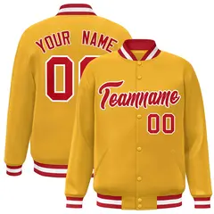Gold Red-White Classic Varsity Full-Snap Letterman Jacket 1