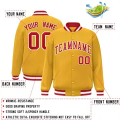 Gold Red-White Classic Varsity Full-Snap Letterman Jacket 2